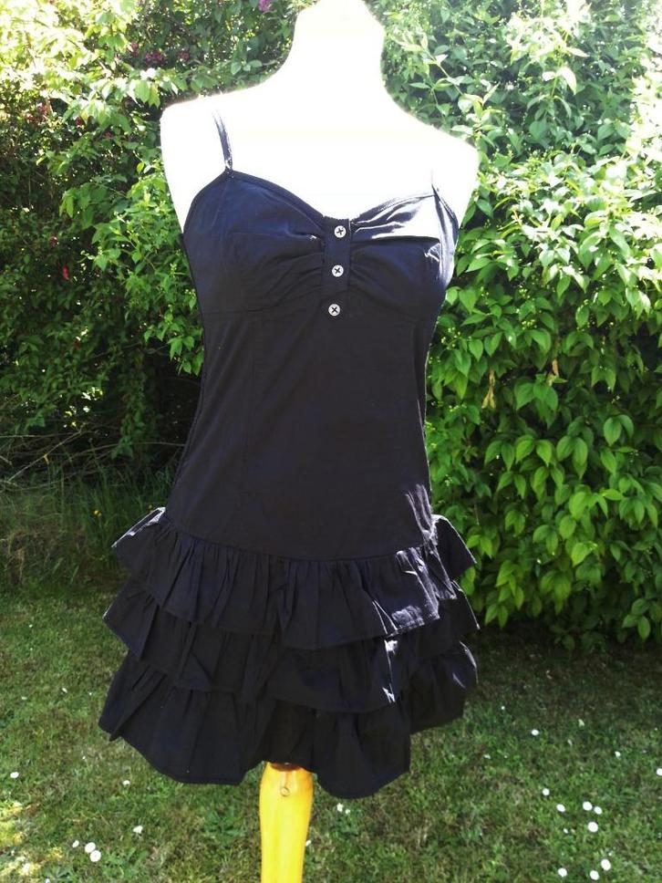 korte stretch bain de soleil zwart + volants / laagjes NIEUW, Kleding | Dames, Jurken, Nieuw, Maat 38/40 (M), Zwart, Boven de knie