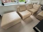 Beige leren zetel - Modulair & stijlvol, Ophalen, Zo goed als nieuw