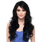 SALE Luxe pruik lang zwart haar met losse krullen Soprano, Handtassen en Accessoires, Verzenden, Nieuw