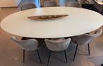 Ovale glazen tafel + 6 stoelen, Huis en Inrichting, Ophalen, Zo goed als nieuw, Glas