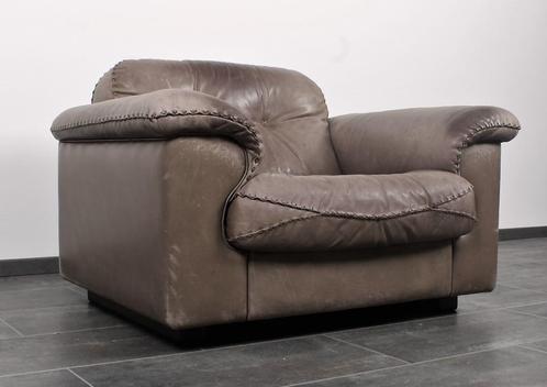 De Sede DS101 fauteuil in grijs leer, Huis en Inrichting, Fauteuils, Gebruikt, Hout, Leer, Metaal, 75 tot 100 cm, 75 tot 100 cm
