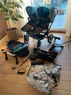 Bugaboo Donkey Duo Black / Baby Blue + vele acces. 300 Euro, Kinderen en Baby's, Kinderwagens en Combinaties, Gebruikt, Verstelbare duwstang