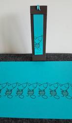 Lang naamkaartje met muisjes fuchsia of turquoise, Ophalen, Nieuw, Kraamcadeau