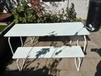Tuintafel met 2 tuinbanken wit, Tuin en Terras, Tuintafels, Ophalen, Zo goed als nieuw