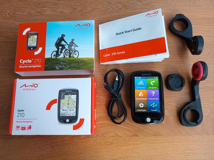 MIO Cyclo 210 gps + doos + houders.., Fietsen en Brommers, Fietsaccessoires | Fietscomputers, Zo goed als nieuw, GPS, Ophalen
