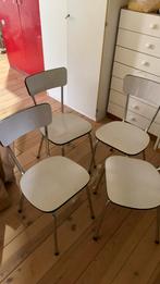 Vier vintage keukenstoelen en roestvrij frame, Huis en Inrichting, Ophalen, Gebruikt, Vier