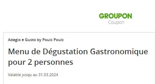 Repas de Dégustation Gastronomique pour 2 personnes - Adagio, Tickets en Kaartjes, Overige Tickets en Kaartjes, Twee personen