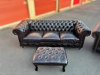 Salon Chesterfield 3+2 places cuir marron, Nieuw, Ophalen of Verzenden, Industriel, 200 tot 250 cm