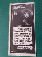 Nina Hagen - publicité papier - 1980, Ophalen of Verzenden, Gebruikt, Overige typen