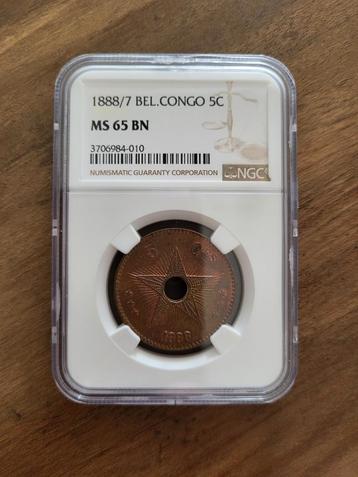 1888/7 Bel. Congo 5C - MS 65 BN, Enlèvement