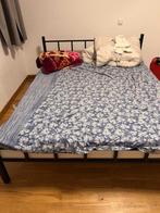 Metalen bed, Ophalen, Zwart, Tweepersoons, Zo goed als nieuw