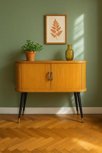 Prachtig vintage bar / bijzetkastje, Enlèvement ou Envoi, Chêne, Vintage, Avec porte(s)