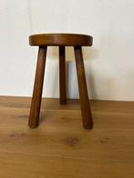 Tripod vintage brutalist eikenhout kruk, Ophalen