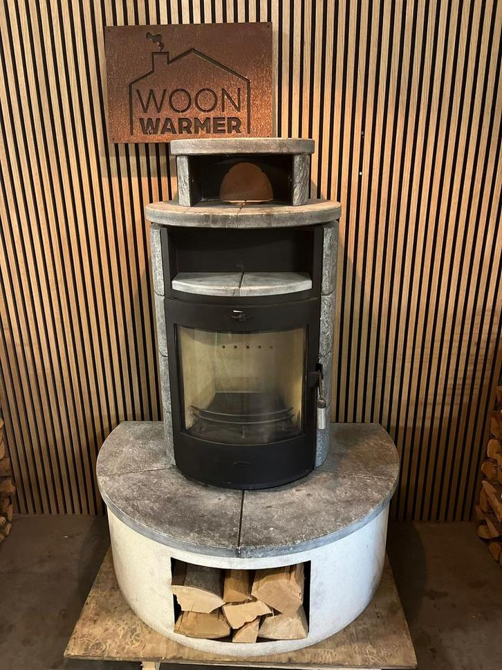 24306 Speksteenkachel Nexus Rondo 9kw, Huis en Inrichting, Kachels, Gebruikt, Vrijstaand, Houtkachel, Hout, Ophalen