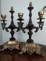 Paire de bougeoirs en bronze 32cm, Enlèvement ou Envoi