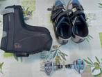 MTB koersschoenen + beschermers + klikpedalen, Ophalen, Gebruikt