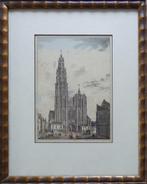 ONBEKEND / KATHEDRAAL ANTWERPEN / GRAVURE + AQUA / 37x30cm, Ophalen of Verzenden