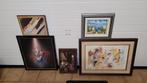 Rommelmarkt:4schilderijen + houtsnijwerk, Ophalen, Gebruikt