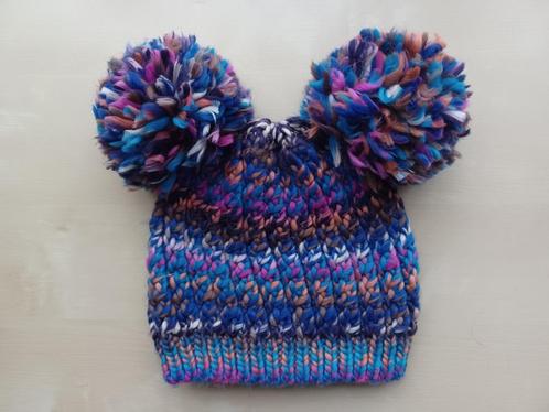 Kindermuts met pompons, Kinderen en Baby's, Babykleding | Mutsen, Sjaals en Wanten, Zo goed als nieuw, Muts, Jongetje of Meisje