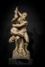 Hercules-beeld gesigneerd Santini gemonteerd op marmer, Antiek en Kunst, Ophalen