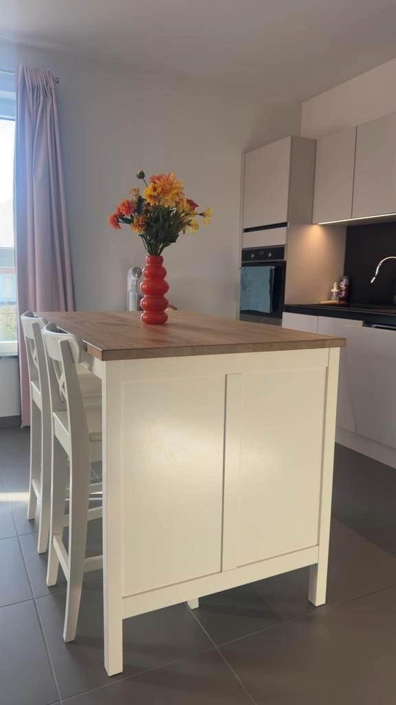 Îlot central, Huis en Inrichting, Keuken | Keukenelementen, Gebruikt, Minder dan 100 cm, 100 tot 150 cm, 25 tot 50 cm, Wit, Bruin