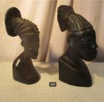 2 Mooie Houten Afrikaanse Beelden van Vrouwen - 23cm, Ophalen of Verzenden