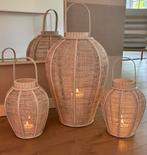 3 windlichten, Ophalen, Wit, Hout