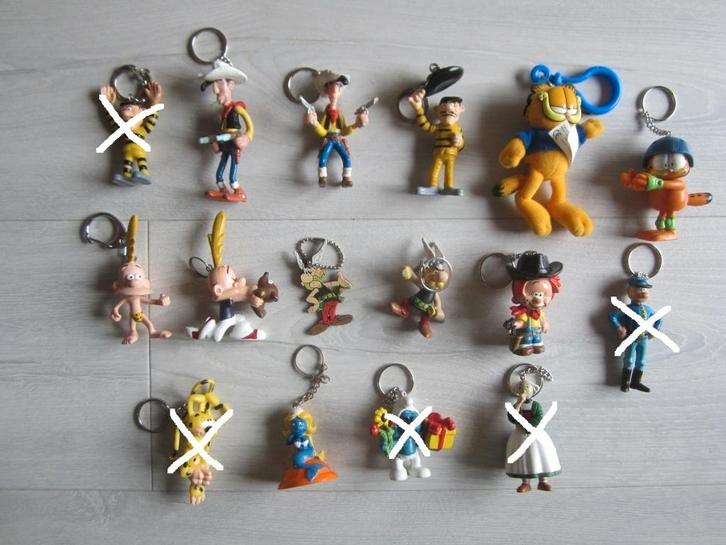 Personnages de bd en porte-clé - 2,00Eur / pièce, Verzamelen, Stripfiguren, Zo goed als nieuw, Beeldje of Figuurtje, Overige figuren