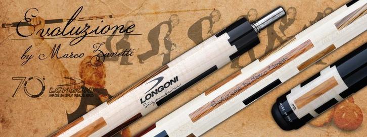 AKTIEPRIJS: Longoni Evoluzione keu VP2+luna nera OP VOORRAAD, Sport en Fitness, Biljarten en Poolen, Nieuw, Keu of Ballen, Ophalen of Verzenden