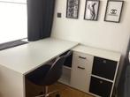 Witte bureau met L vorm kastjes, Ophalen, Zo goed als nieuw, Bureau