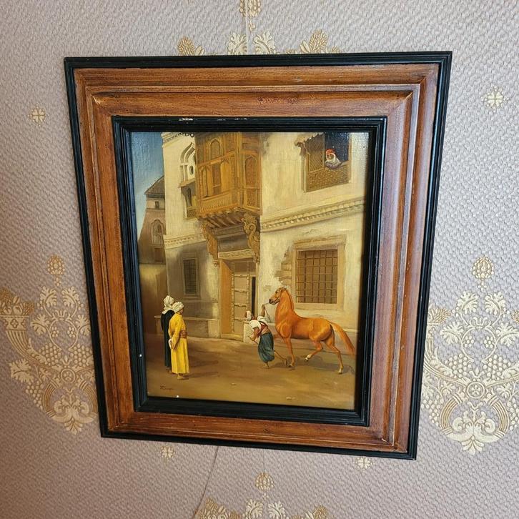 Oriëntalistisch schilderij - Paardenhandelaar in Cairo, Antiek en Kunst, Kunst | Schilderijen | Klassiek, Ophalen