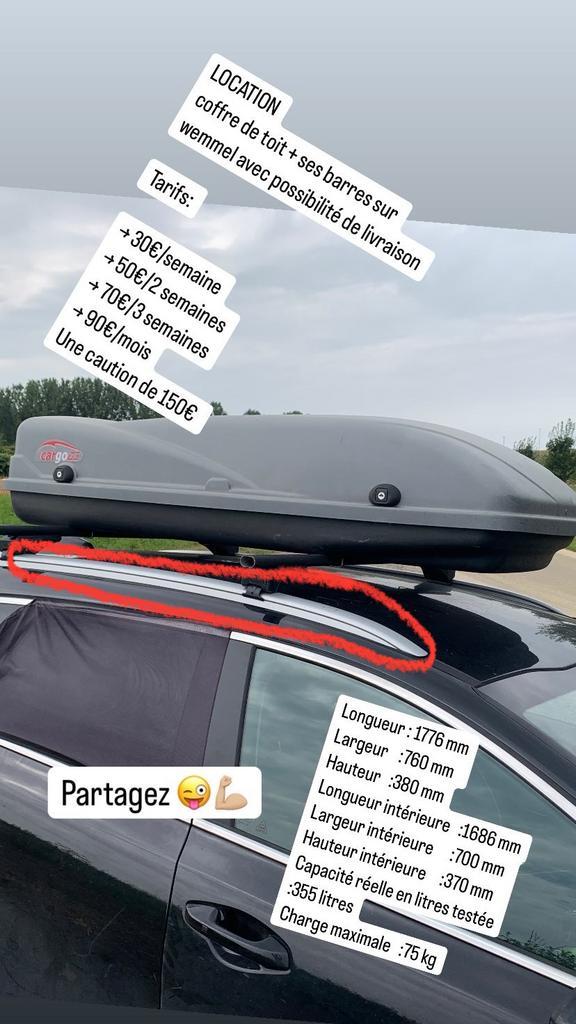 Location coffre de toit + barre 30€/sem, Autos : Divers, Coffres de toit, Comme neuf, Enlèvement