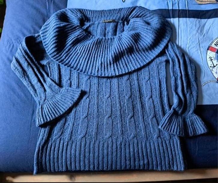 Via Appia trui met grote kraag,  mt M, Kleding | Dames, Truien en Vesten, Zo goed als nieuw, Maat 38/40 (M), Blauw, Ophalen of Verzenden