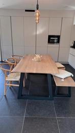 Leuke eettafel (200cm, boomstam) MET bank en 3 stoelen, Huis en Inrichting, Tafels | Eettafels, Ophalen