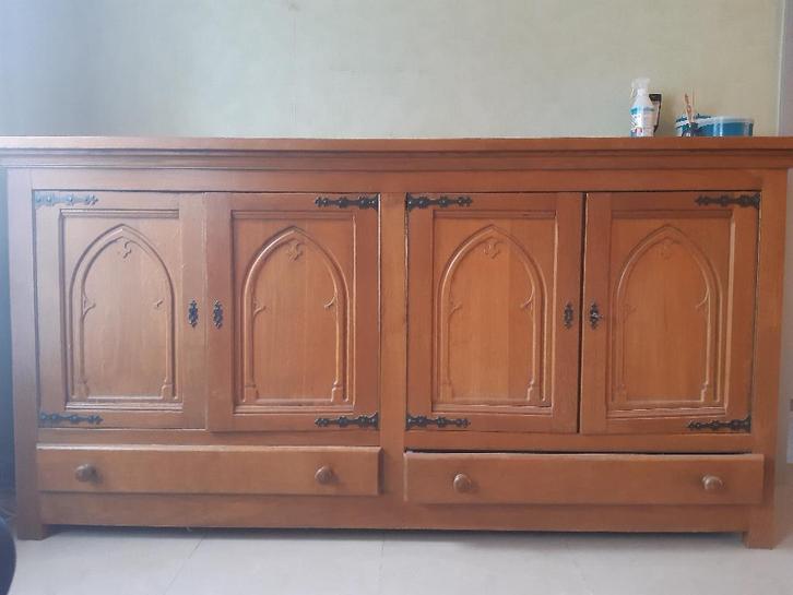 GRATIS: volhouten buffetkast, salontafeltje, salon, ..., Maison & Meubles, Armoires | Buffets, Utilisé, Avec tiroir(s), Avec porte(s)