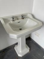Witte lavabo op voet + bijhorende bidet, art deco (1930), Ophalen, Gebruikt, 50 tot 100 cm, Minder dan 100 cm