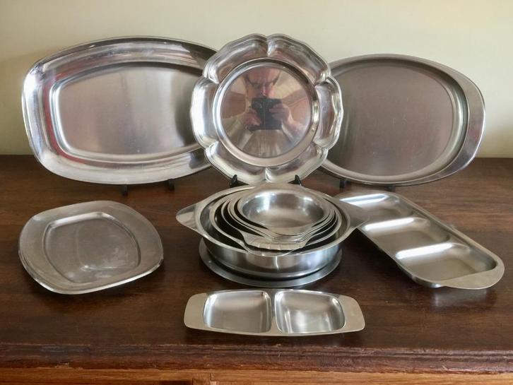 13 Inoxen potten en schalen, Huis en Inrichting, Keuken | Potten en Pannen, Gebruikt, Overige typen, Ophalen of Verzenden