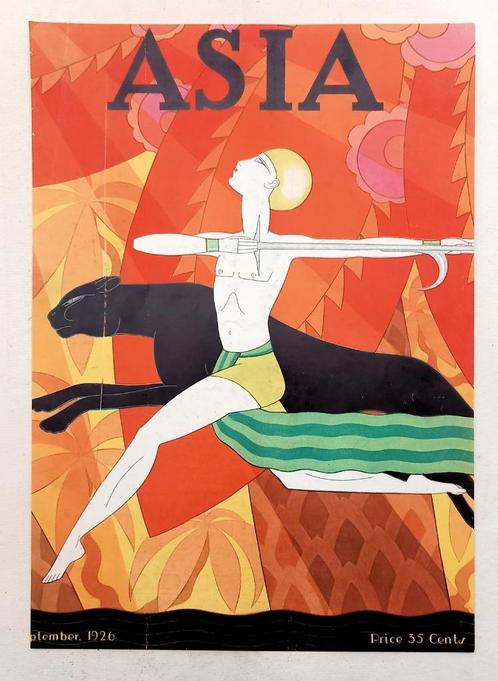 Asia cover 1926 Art Deco Cover Mowgli Jungle Book, Antiquités & Art, Art | Lithographies & Sérigraphies, Enlèvement ou Envoi
