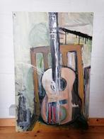 Groot modern schilderij gitaar, Antiek en Kunst, Ophalen