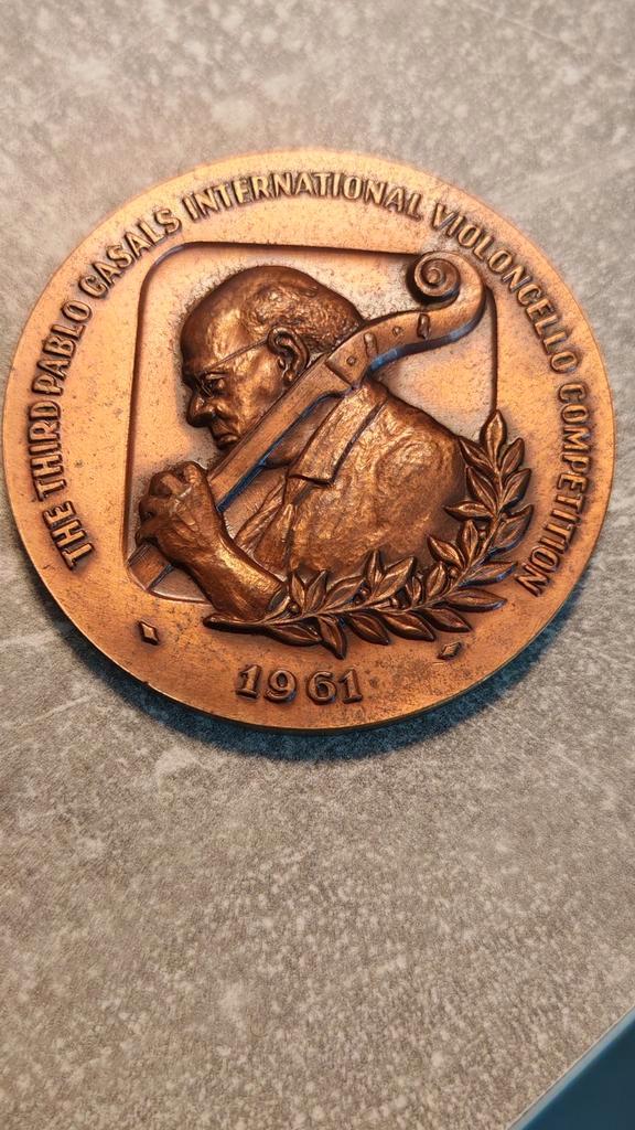 ISRAEL 1961 Pablo Casals - 59mm, 117g Bronze Medal B19, Postzegels en Munten, Penningen en Medailles, Brons, Ophalen of Verzenden