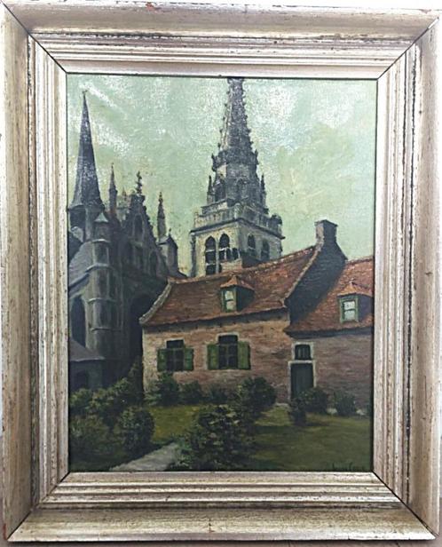 schilderij Alice Colin Begijnhof Anderlecht, Antiek en Kunst, Kunst | Schilderijen | Klassiek, Verzenden