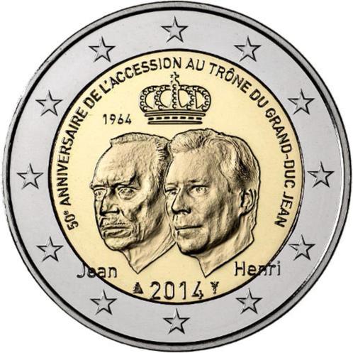 2 euros Luxembourg 2014 - 50 ans de l'accession de Jean au t, Timbres & Monnaies, Monnaies | Europe | Monnaies euro, Monnaie en vrac
