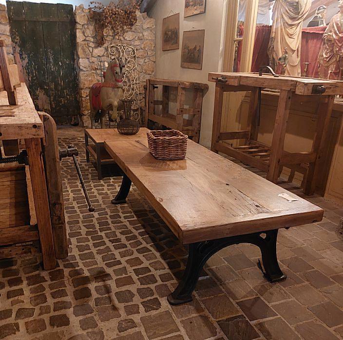 salontafel uit eigen atelier met gietijzeren poten, Antiek en Kunst, Curiosa en Brocante, Ophalen