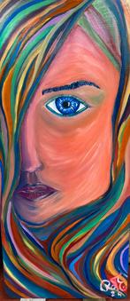 Vrouw achter de façade, Antiek en Kunst, Kunst | Schilderijen | Modern, Ophalen