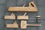 4 x antieke blokschaven + gratis houten hamer kleine prijs:, Ophalen of Verzenden