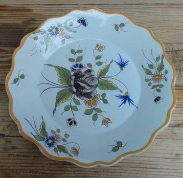 Oud Frans handbeschilderd wandbord, roses de SAMADET beschikbaar voor biedingen