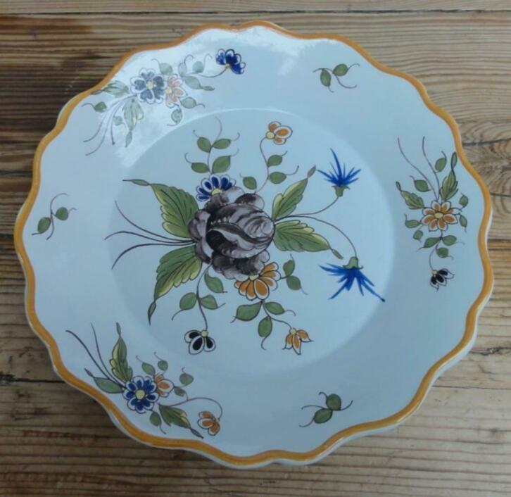 Oud Frans handbeschilderd wandbord, roses de SAMADET, Antiek en Kunst, Antiek | Wandborden en Tegels, Ophalen of Verzenden