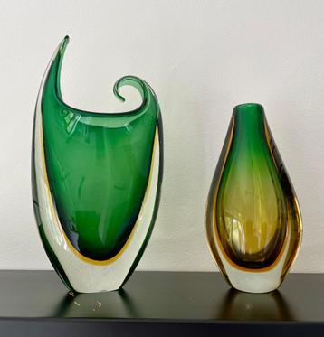 Duo de vases Murano sommerso Flavio Poli