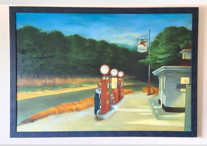 Schilderij op doek naar Gas - Edward Hopper, Antiek en Kunst, Kunst | Schilderijen | Modern, Ophalen