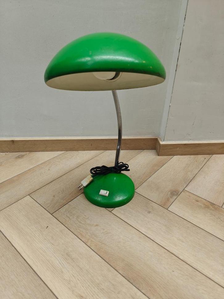 Mid-century moderne metalen tafellamp groen, Huis en Inrichting, Lampen | Tafellampen, Gebruikt, Minder dan 50 cm, Metaal, Ophalen